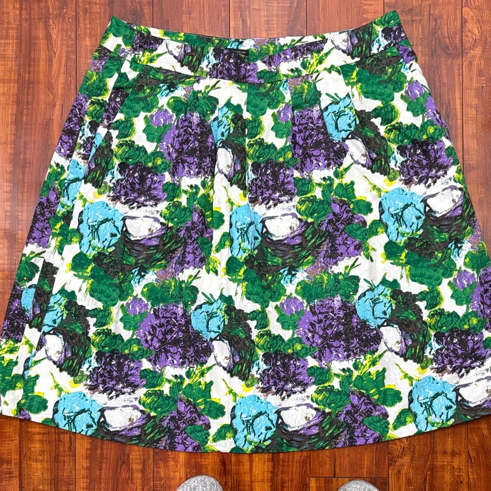 Ann Taylor Multicolor Floral A-Line Skirt